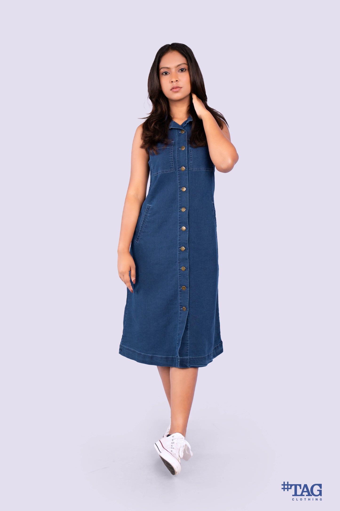A-Line Midi dress- Dark Blue