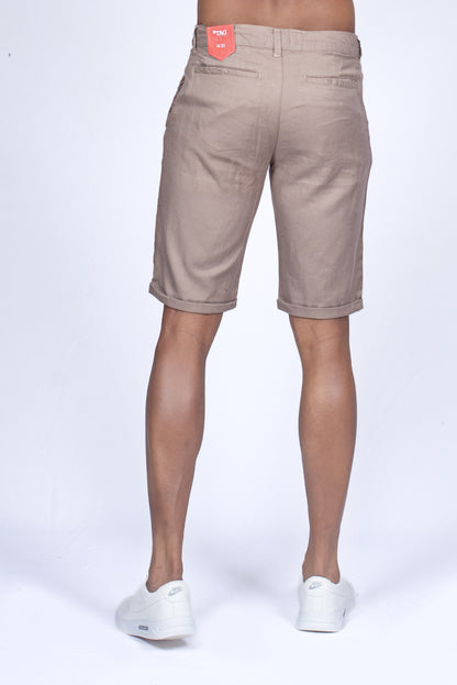 Chino Short with Rolled-Up Hem - Pastel Brown