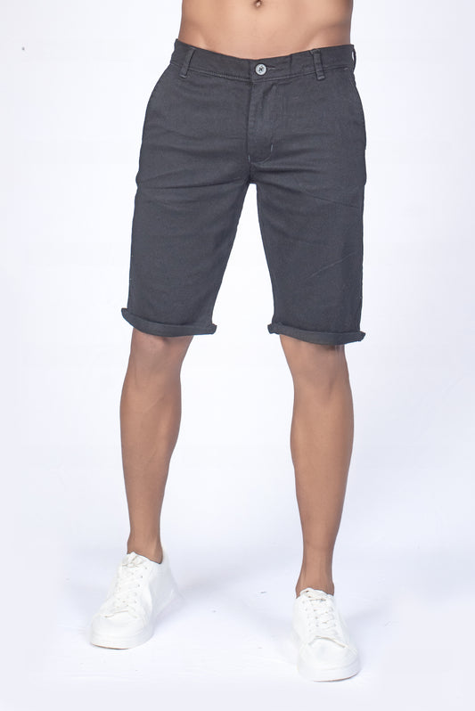 Chino Short with Rolled-Up Hem - Jet Black