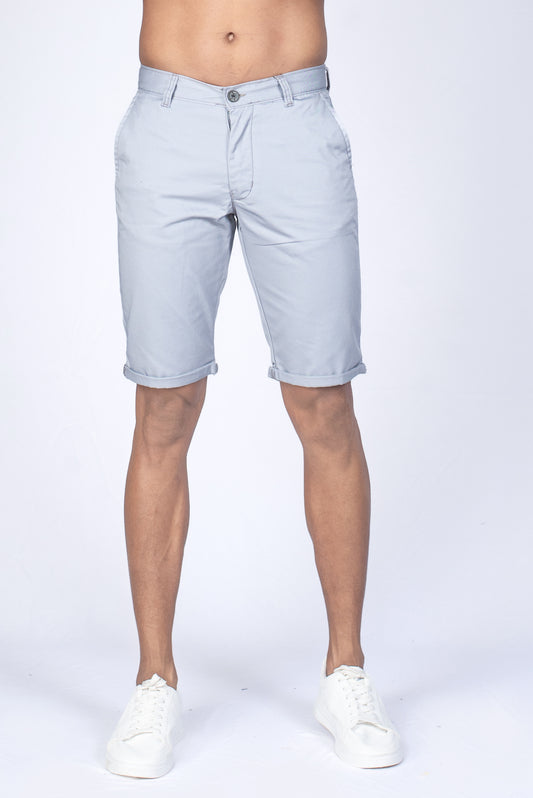 Chino Short with Rolled-Up Hem - Ice Grey