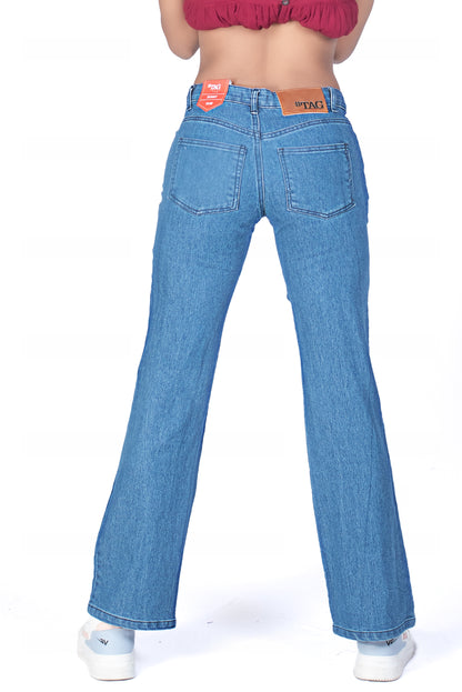 Ladies Flared Jeans - Light Blue Wash