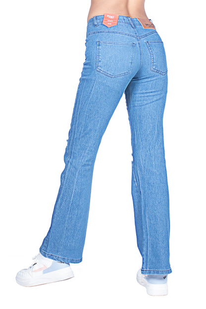 Bell Jeans with Distressed Detail in Light Blue Wash