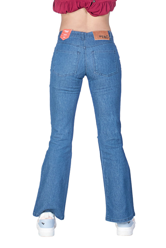Bell Jeans with Distressed Detail in Mid Blue Wash