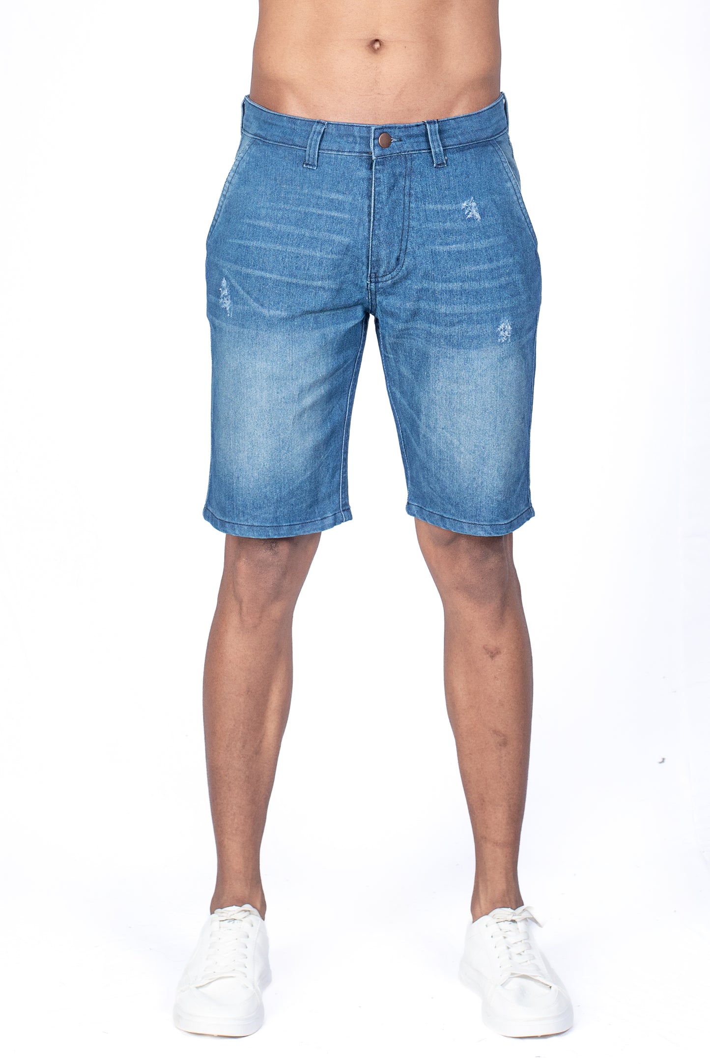 Men's Tooled Denim Short - Mid Blue Wash