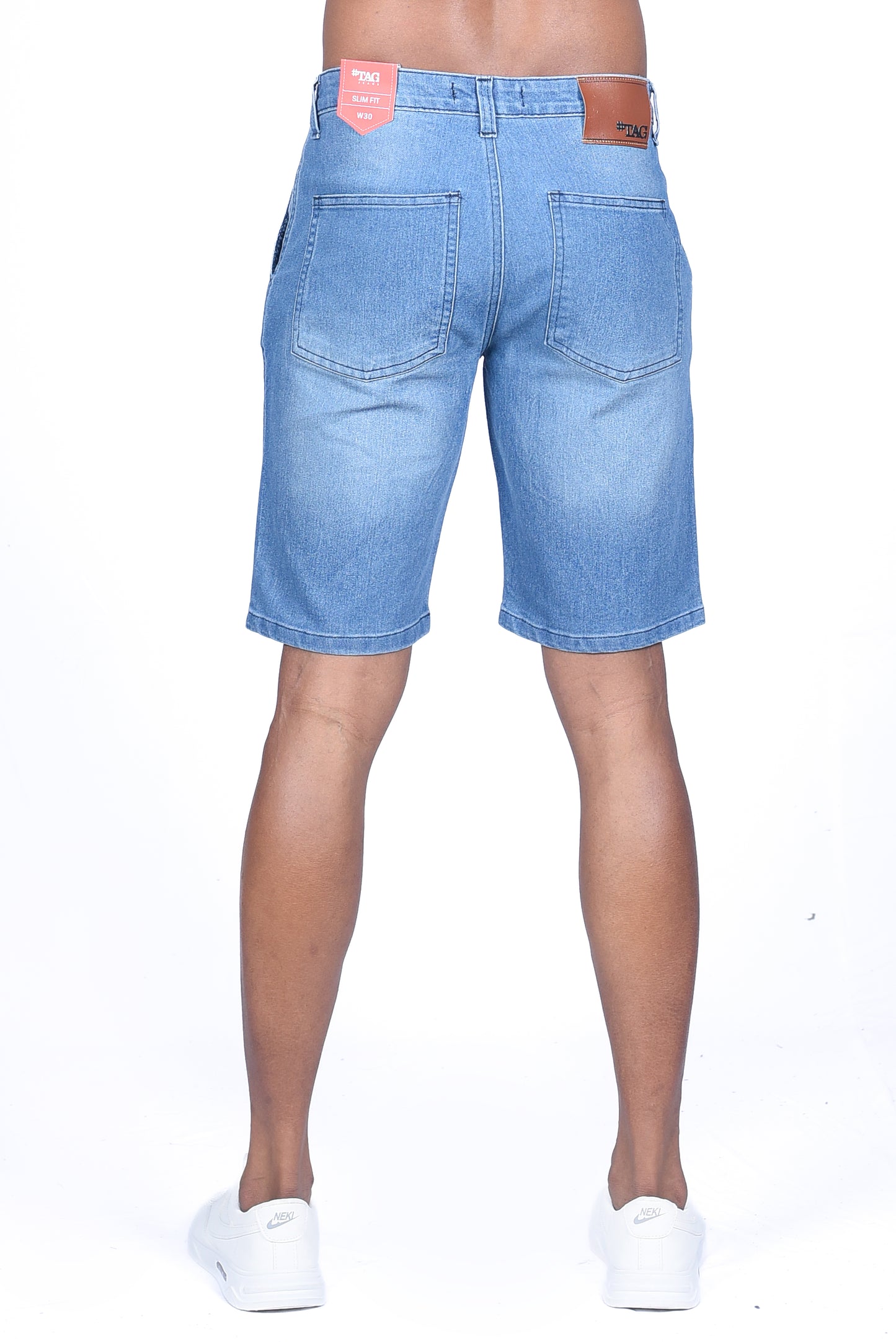 Men's Tooled Denim Short - Mid Blue Wash