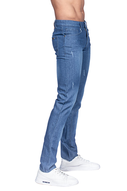 Men's Tooled Detailed Slim Fit Jeans in Dark Blue Wash