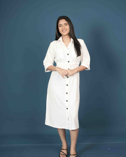 Jenna Linen Dress - Off-White