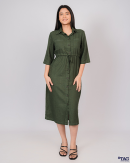 Jenna Linen Dress - Green