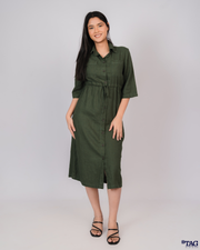 Jenna Linen Dress - Green
