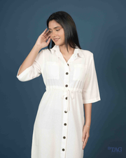 Jenna Linen Dress - Off-White