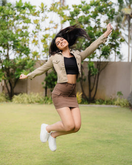 Twill Mini Skirt - Brown