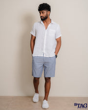 Chambray Linen Short- Light Blue
