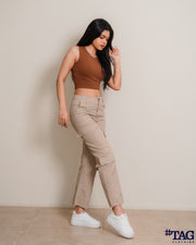 Ladies casual Cargo Pant- Beige