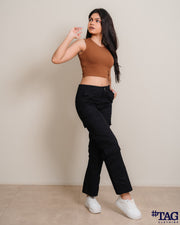 ladies casual cargo pant - Black