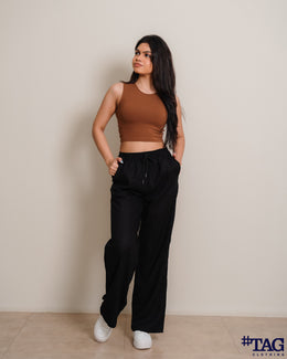 Regular linen Pant- Black