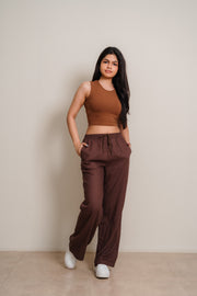 Ladies Linen Pant - Brown