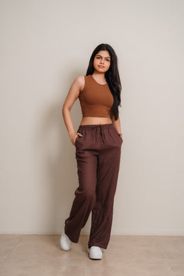 Ladies Linen Pant - Brown
