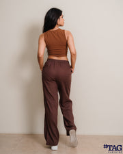 Ladies Regular Linen pant- Brown
