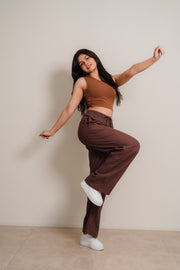 Ladies Linen Pant - Brown