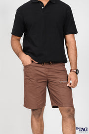Men's Fishing Zipper Pocket Short- Dark Brown