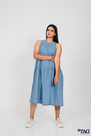 4 Tired Sleeveless Maxi Dress -Light Blue