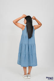 4 Tired Sleeveless Maxi Dress -Light Blue