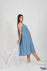 4 Tired Sleeveless Maxi Dress -Light Blue