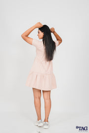 Twill Frill Dress- Pink