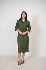 Jenna Linen Dress - Green