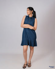 Frill Bottom Dress - Dark Blue