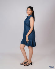 Frill Bottom Dress - Dark Blue