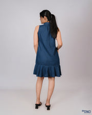 Frill Bottom Dress - Dark Blue