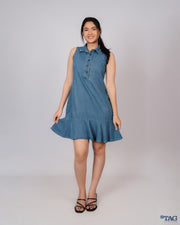 Frill Bottom Dress - Light Blue