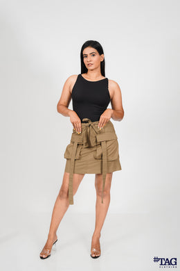 Vintage Mini Cargo Skirt- Brown