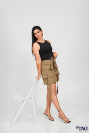 Vintage Mini Cargo Skirt- Brown