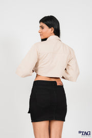 Ladies Twill Crop Jacket - Pink