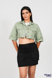Ladie's Twill Crop jacket- Mint
