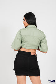 Ladie's Twill Crop jacket- Mint