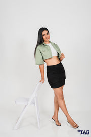 Ladie's Twill Crop jacket- Mint