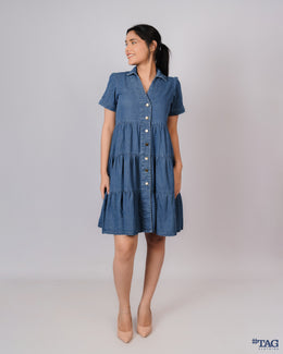3 Tiered Dress - Mid Blue