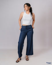 Drawsting Chambray Pant - Dark Blue