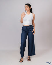 Drawsting Chambray Pant - Dark Blue