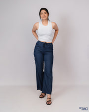 Drawsting Chambray Pant - Dark Blue