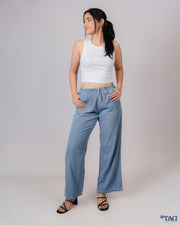 Drawsting Chambray Pant - Light Blue