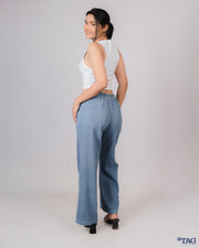 Drawsting Chambray Pant - Light Blue