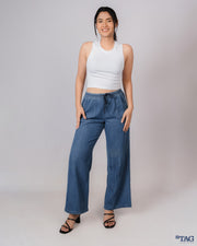 Drawsting Chambray Pant - Mid Blue