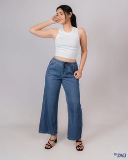 Drawsting Chambray Pant - Mid Blue