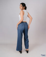 Drawsting Chambray Pant - Mid Blue