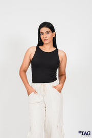 Ladie's Linen cargo pant- Beige