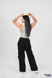 Ladie's Linen cargo Pant -Black